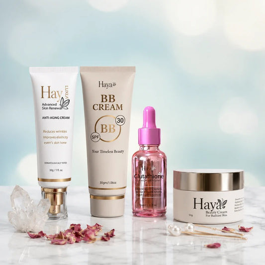 Haya by Rabi – 4 in 1 Glow Boost Kit (Haya By Rabi 4-IN-1 Hot Deal (Ultra Beauty Cream - BB Cream - Serum - Antiaging Cream)
