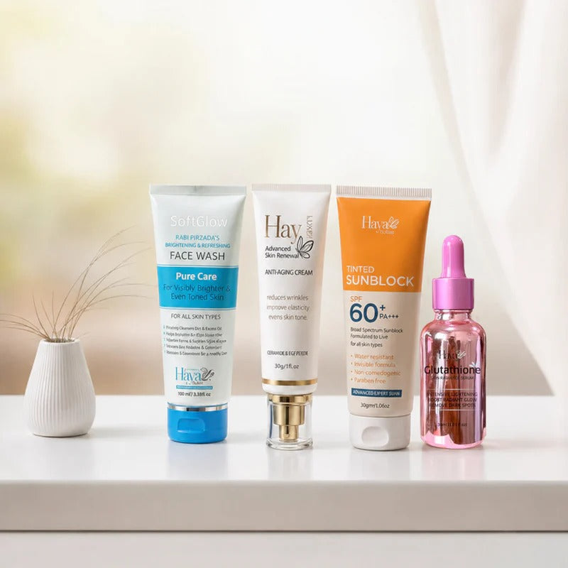 Haya by Rabi Ultra Glow 4-in-1 Hot Deal (Face Wash - Ultra Beauty Cream - Glutathione Serum - Sunblock)